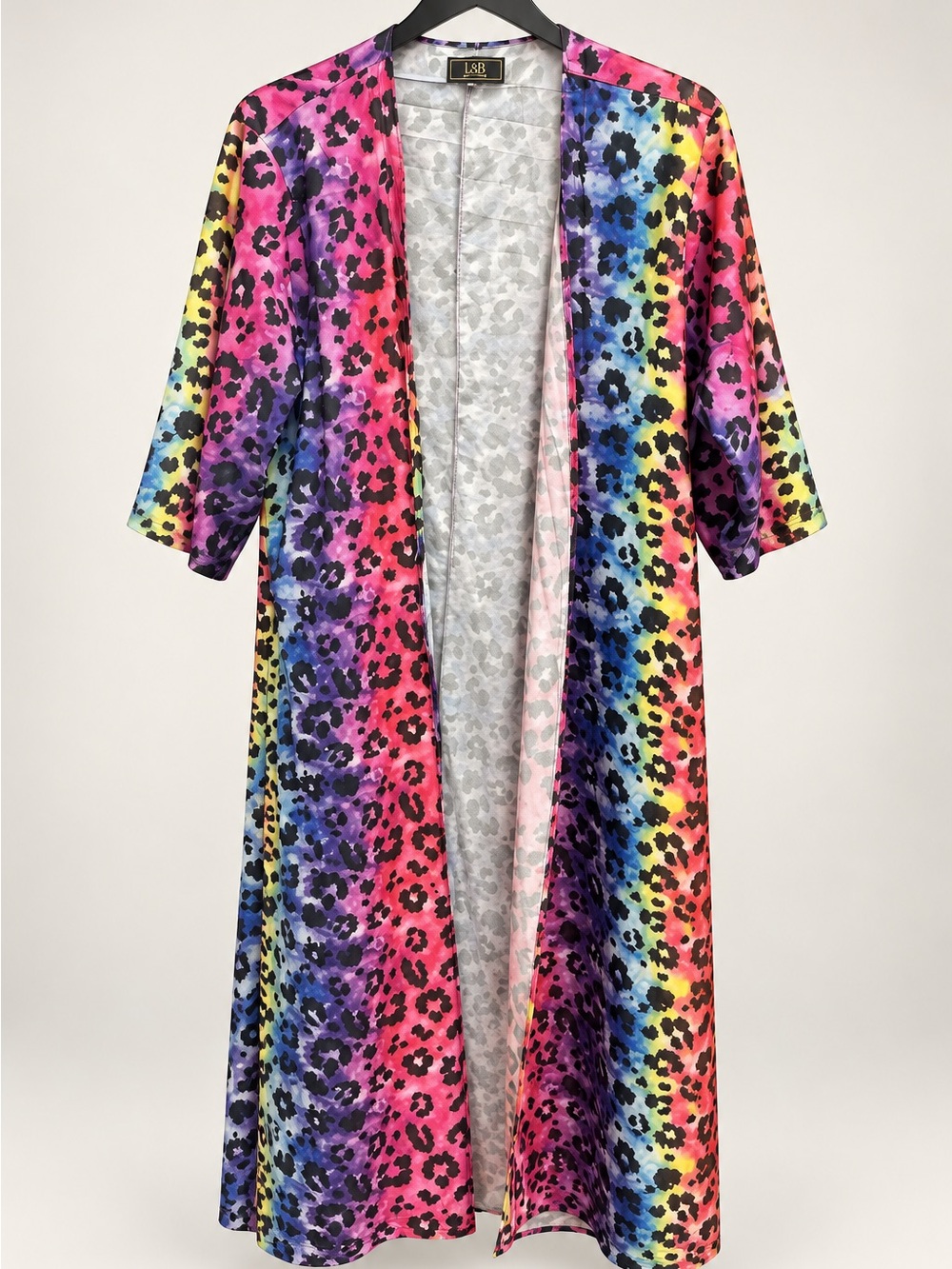 L&B Colorful Leopard Print Open Kimono